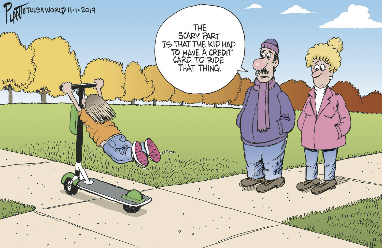 Bruce Plante Cartoon: Scooter kids